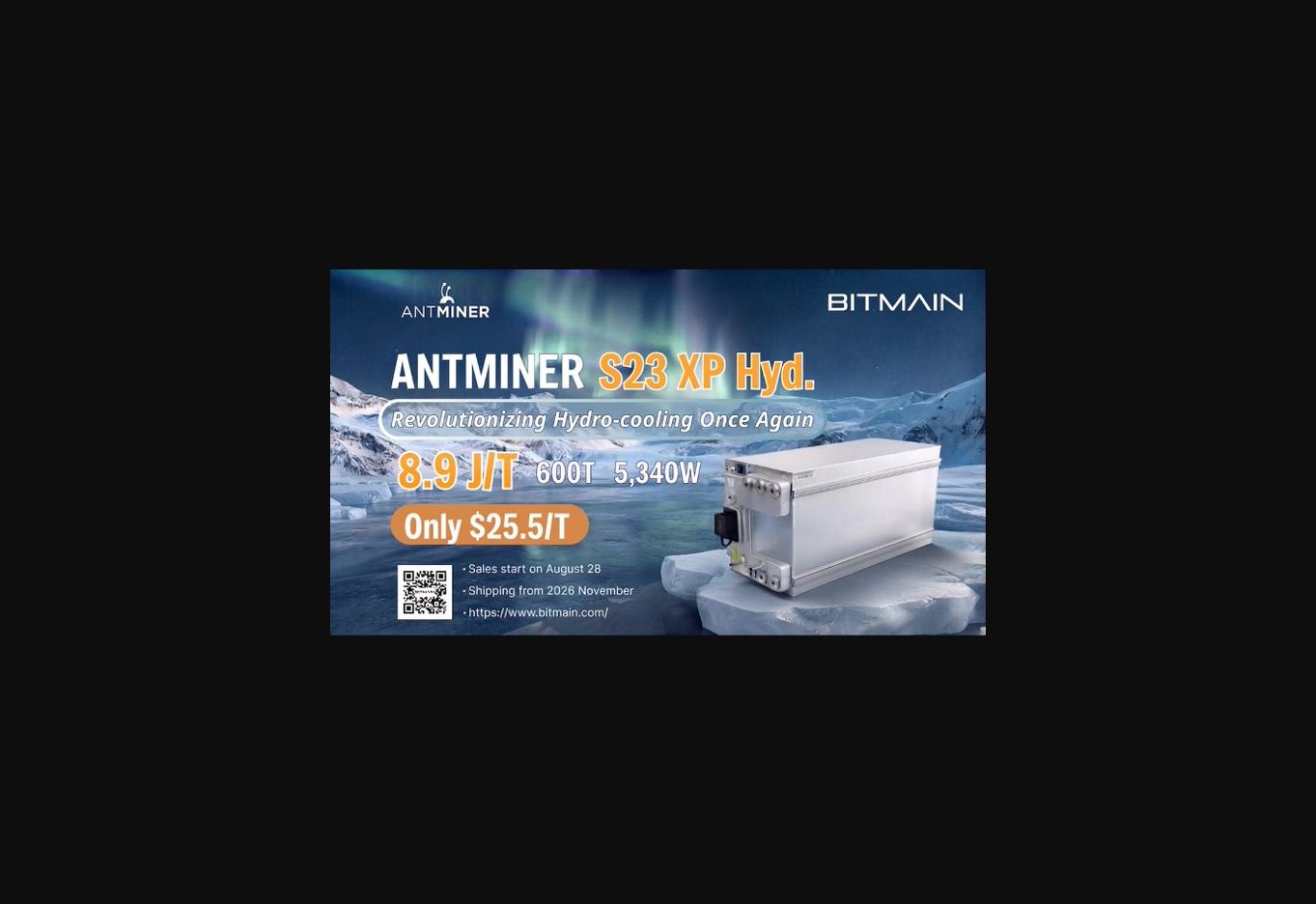 Bitmain Antminer S23 XP Hyd 600TH/s hydro-cooled Bitcoin miner